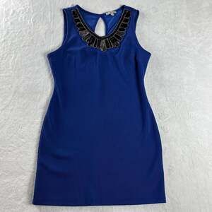 Charlotte Russe blue beaded neckline‎ sleeveless bodycon mini dress M